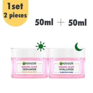 Garnier Set Sakura Glow Pinkish Glow Day Cream + Sleeping Mask Night Cream 50ml. - Picture 1 of 10