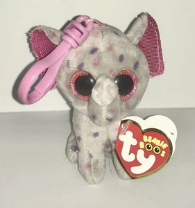 TY SPECKS MULTICOLORED ELEPHANT BOOS 3” KEY CLIP,NEW w/TAG, HTF-LOVES PEANUTS - Picture 1 of 3