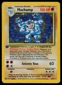 Machamp - 8/102 - Base Set 1st Edition Holo Rare Pokemon Card - MP - Picture 1 of 2