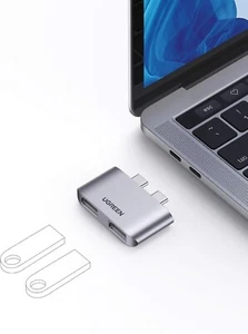 UGREEN USB C Hub, Macbook Pro Adapter Type C to Dual USB 3.1 Ports 10Gbps Speed - Picture 1 of 7