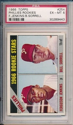 1966 TOPPS #254 FERGUSON JENKINS ROOKIE - PSA 6 EX-MT (SVSC) CENTERED! - Image 1 of 2