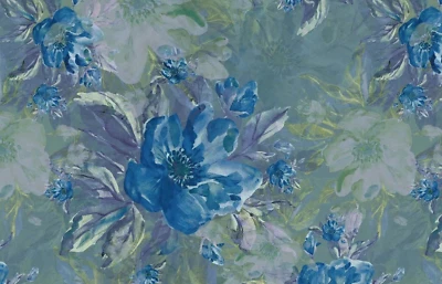 BIO French Terry 100x150cm Sommersweat querelastisch Blumenstoff Nähen Digital - Bild 1 von 3