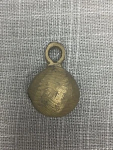 Vintage Handmade Rough Brass Bell Pendant w/ Faint Carved Starburst Pattern - Picture 1 of 4