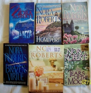 NORA ROBERTS 6 BOOK LOT PAPERBACK NOVELS ALL DIFFERENT ROMANCE SUSPENSE - Imagen 1 de 2