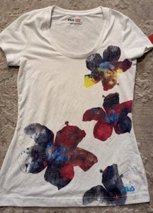 Fila Sport Hibiscus U-neck Workout T-shirt Tee Shirt - Picture 1 of 2