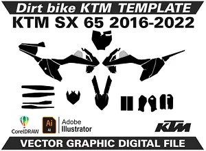 KTM SX 65 2016-2022 Template Vector Format Ai CDR EPS PDF M178 - Foto 1 di 2
