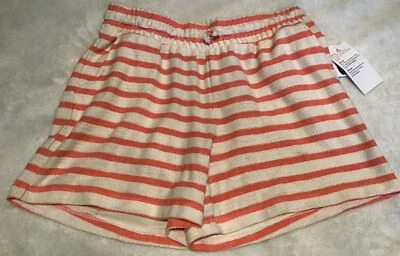 Niñas Rayas Coral Rosa y Crema Lazo Terry Midi Playa Baja Pantalones Cortos Nuevos con Etiquetas XL 14 Foto 1 de 4