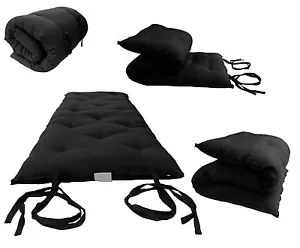 Materassi futon rotolanti tradizionali giapponesi 27 W x 80 L neri, tappetini - Foto 1 di 3