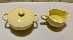 Softly Buttery Yellow, Softly Scalloped Creamer and Covered Sugar Bowl Set - Picture 1 of 3