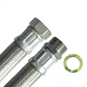 Tubo blindato acciaio inox tubo flessibile DN25 1"" x 1"" AG riscaldamento sanitari 30 cm - 2 m - Foto 1 di 10