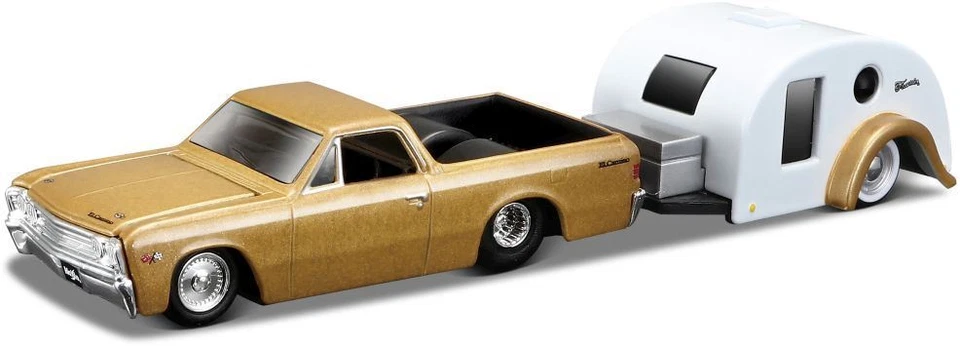 Remolque de viajero Maisto Chevrolet El Camino 1967 w&go - dorado escala 1:64 Foto 1 de 1
