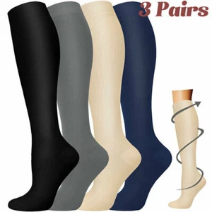 Compression Socks 15-20 Mmhg Men Womens Wide Calf Knee High Socks Pain Relief - Picture 1 of 15