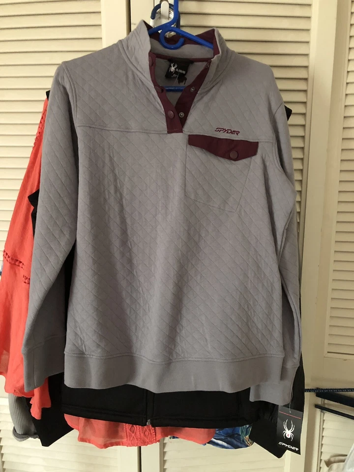 SPYDER ЖЕНЩИН СЕРЫЙ БОРДОВЫЙ ПУЛОВЕР РУБАШКА РАЗМЕР XL - Изображение 1 из 4