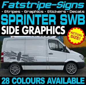 passend für Mercedes Sprinter SWB Grafik Aufkleber Streifen Race Camper Van Wohnmobil - Bild 1 von 2