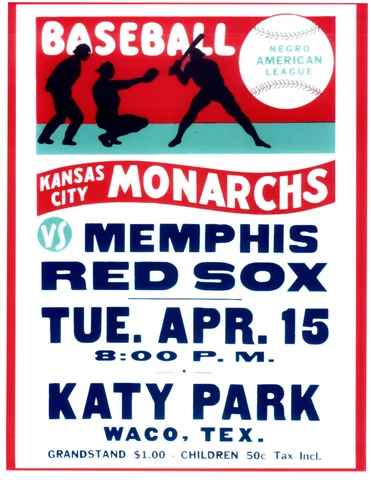 KANSAS CITY MONARCHS MEMPHIS RED SOX  8.5 X 11  PHOTO POSTER  BASEBALL KATY WACO Cover