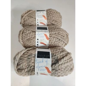 Touch Of Alpaca Thick & Quick Lion Brand Yarn Jumbo 7, Mushroom, 3 pack Lot - Picture 1 of 12