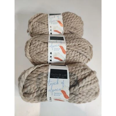 Touch Of Alpaca Thick & Quick Lion Brand Yarn Jumbo 7, Mushroom, 3 pack Lot