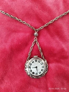 Collar Reloj Colgante Vintage ROXY 835 Plata Años 60 - Funcionando - Esfera Floral - Imagen 1 de 13
