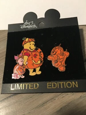 Disney Disneyland Resort DLR Halloween Calabazas Winnie Pooh Piglet Pins Limitados Foto 1 de 3