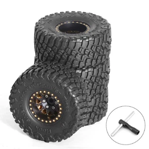 1.0 Brass Rubber Beadlock Wheels Tires for 1/18 TRX4M 1/24 Axial SCX24 RC Parts - Picture 1 of 7