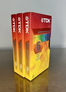TDK Superior Quality Blank VHS Tapes 3 Pack NEW Unsealed VCR 6 Hour EP T-120 - Picture 1 of 4