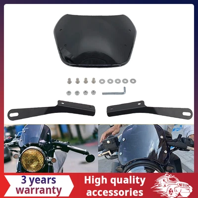 New Universal 5–7" Round Headlight Motorcycle Black Windscreen For Honda Foto 1 de 4
