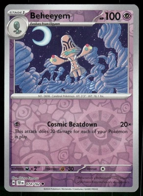 Beheeyem 074/162 Uncommon Reverse Holo NM Pokemon SV05: Temporal Forces - Image 1 of 2