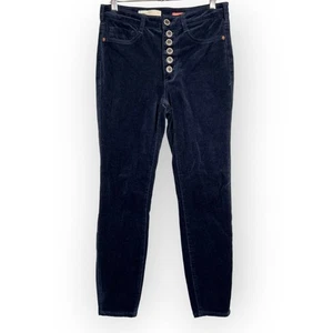 Pantalones de pana ajustados de tiro alto Pilcro nuevos sin etiquetas TALLA 28 azul botón mosca NUEVO - Imagen 1 de 11