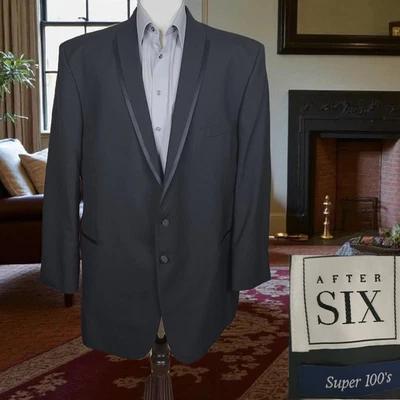 Chaqueta Esmoquin After Six Para Hombre 50XL Negra 2 Botones Chal Nueva Con Etiquetas Foto 1 de 4