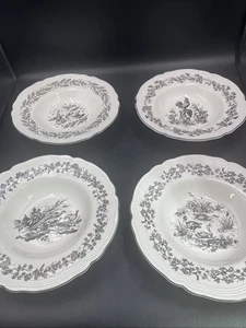 New England Toile Tabletops Unlimited 4er Set Suppen-/Nudelschalen schwarz Wild Vögel - Bild 1 von 7