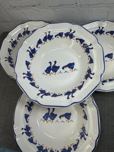 VIER Vintage Hankook Korea Fine China blaue Gänse Suppenschüsseln 7,25” x 1,75” - Bild 1 von 5