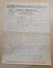 1915 Antique Document, John J. Hennessy Bakery Systems, Marion OH, Signed    *5