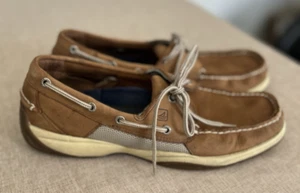Scarpe da barca uomo Sperry Top Sider in pelle intrepida tomaia marrone ponte 10,5 2 occhielli - Foto 1 di 7