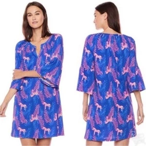 Vestido Lilly Pulitzer Nuevo con Etiquetas Tiegen Púrpura y Rosa Estampado Animal Talla XS - Imagen 1 de 13