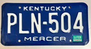Kentucky 1987 Mercer County Nummernschild # PLN-504 - Bild 1 von 1
