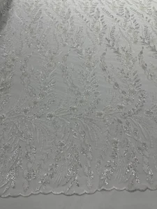 Luxury Floral Beaded Lace/Sequin Embroider Lace Fabric - Sold by The Yard. - Picture 1 of 3