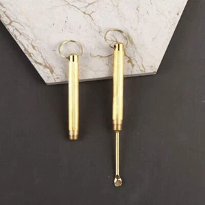 1pc Mini Gold Spoon Tobacco Pipe Little Shovel Key Chain Powder Pocket Portable - Picture 1 of 12