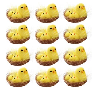12PCS Mini Simulation Easter Plastic Chick Yellow Lovely Home Decor Kids Gifts - Picture 1 of 8