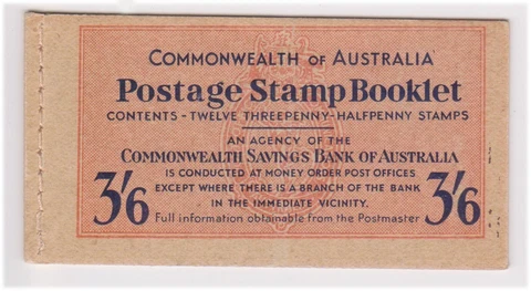 (F181-139) 1952 AU 3/6d stamp booklet wax leaves (EN) Cover