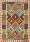 Colorful Kilim Rugs Rectangle Flatweave Pile Wool Kelim Carpets 4x6 ft