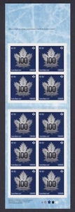 Franqueo de Canadá Scott #3044A PANEL DE 10 HOJAS DE ARCE TORONTO NÚMERO 100 - Imagen 1 de 3