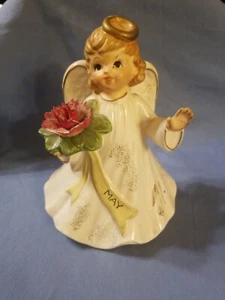 Vintage Lefton MAY Angel Music Playing Figurine #1324 - Picture 1 of 7