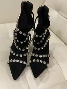 New Azalea Wang Black Jewels Wang Boots Size 6 - Picture 1 of 7