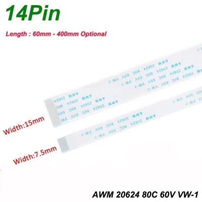 14Pin FFC Flexible Ribbon Cable Flat Wires Pitch 0.5/1mm PCB Board Transmission - Image 1 of 4