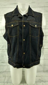Black Vest Jean Jacket Denim Xelement Armor Padded Motorcycle Size XL - Picture 1 of 9