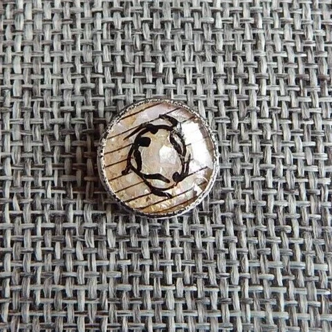 Antique Vtg Button Reverse Painted Mother of Pearl Under Glass~Apx: 9/16" #635-F Cover