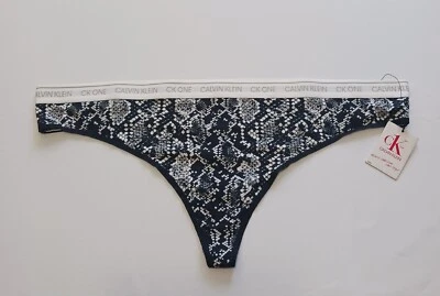 CALVIN KLEIN CK One Women's plus Black White Snake Cotton blend  Thong Panty 4X - Image 1 of 4