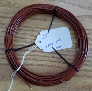 50 Feet Hook-Up Wire 18AWG 19/30Stranded Silver-Coated Copper TFE Brown - Picture 1 of 1