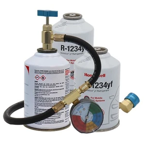 ZeroR® Refrigerant Recharge Kit | 24" HD Can Tap Gauge | 8oz R1234YF (3 Cans) - Picture 1 of 5