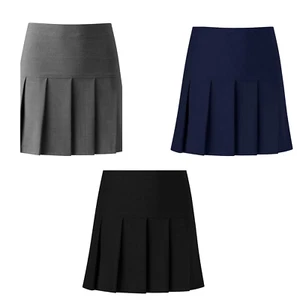 Girls All Round Pleated Zip Drop School Skirt Waist Sizes Girls 7-10 Years - Picture 1 of 4